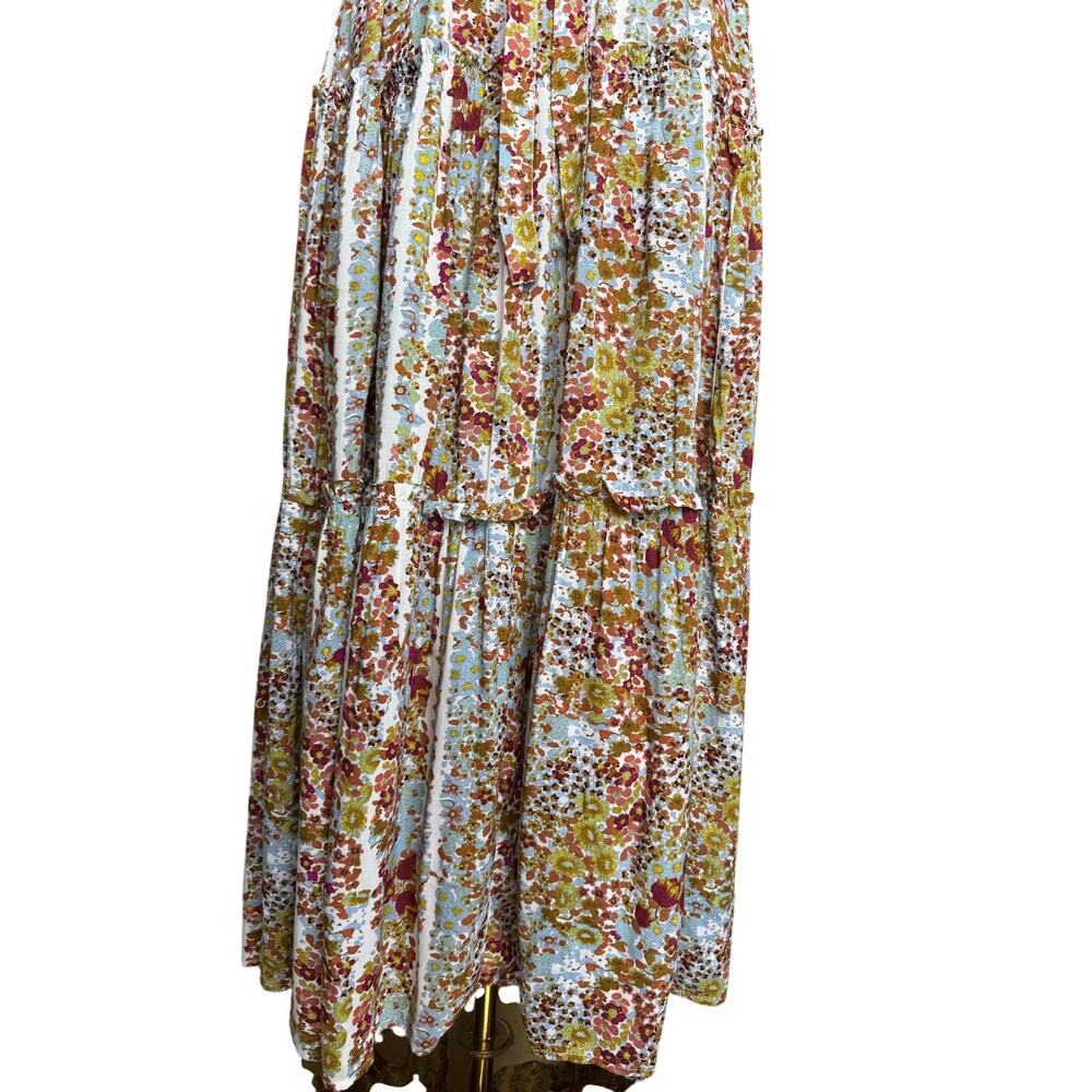 Free People Valerie Floral Tiered Maxi Dress Spaghetti Strap Open Back XS Fairy - Picture 9 of 12